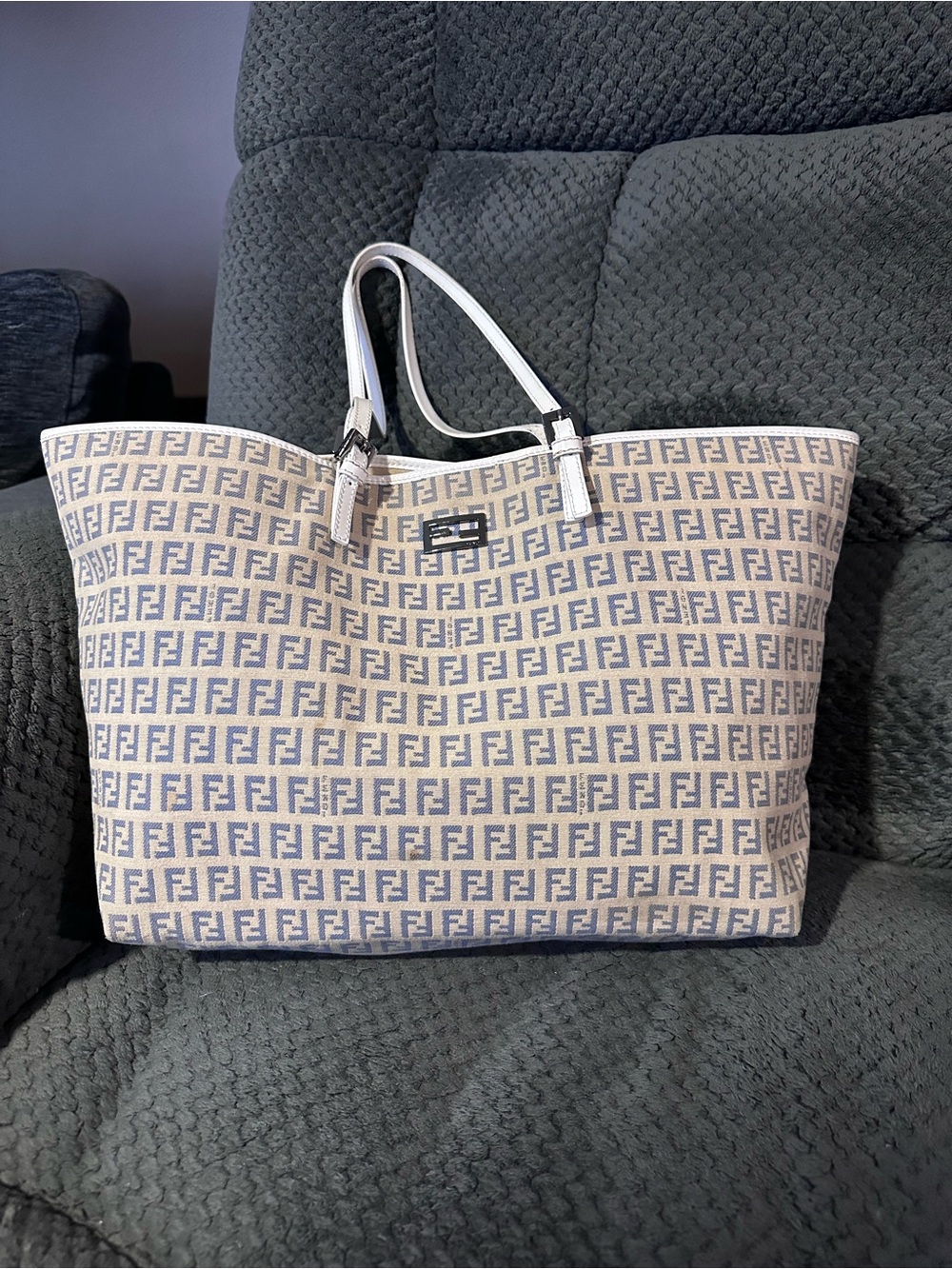 Beautiful Fendi Blue Brown Tote